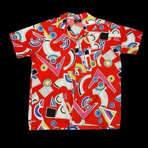 Vintage Men’s Fusion Funky Abstract 80s Button up Shirt Large
